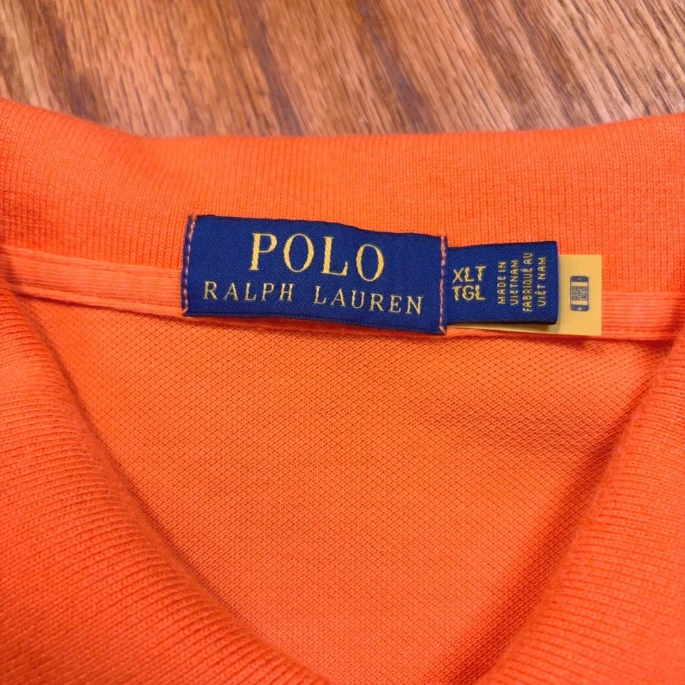 Polo Ralph Lauren Shirt Mens XLT Orange Pique Short Sleeve Pony Logo FLAW